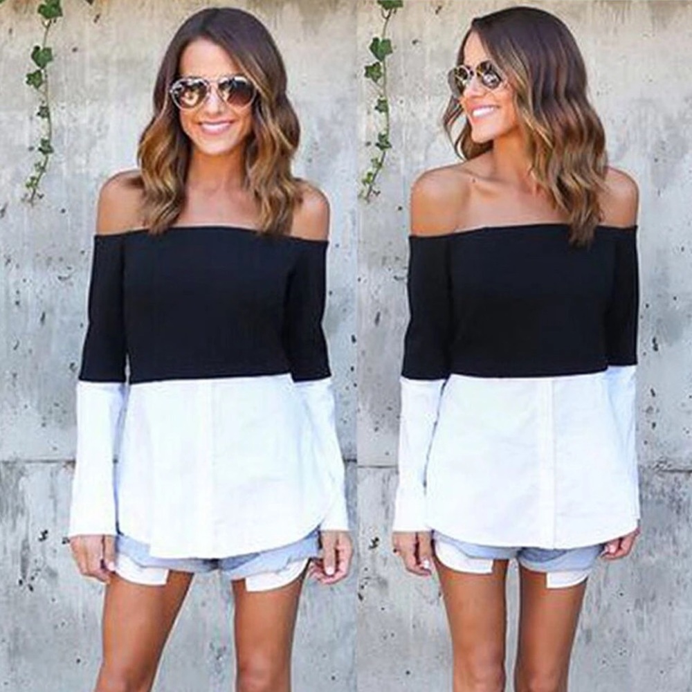 Black and white off shoulder
